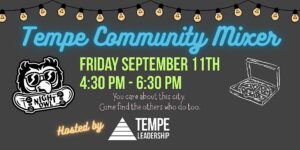 The Community Mixer event flyer for Sept 11, 2026 at Night Owl Pizza in Tempe